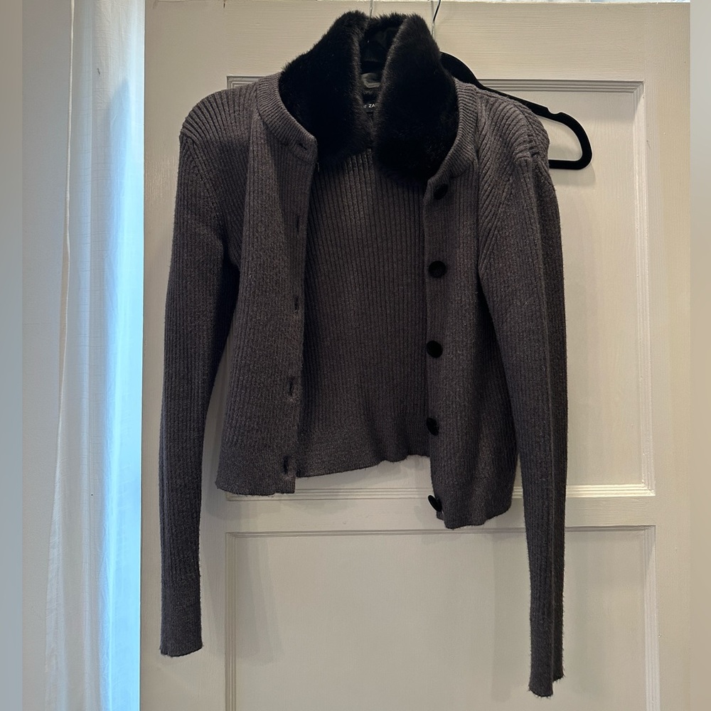 Zara Cardigan with faux fur collar